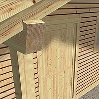 Detailed image of a garden shed in 3D.