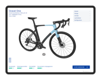 Hellblaues Rennrad wird auf einem Tablet angezeigt