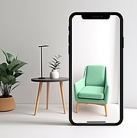 Augmented reality with a green armchair.