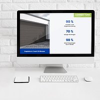 Lehner Tore Präsentation mit Garage und Angebotsstatistiken auf iMac.
