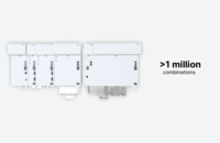 Multiple KEBA drive modules side by side with text: '>1 million combinations'