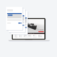 Laptop with configurator for outdoor kitchen and offer documents