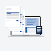 Symbolische Darstellung: Datenanalyse und Informationsübersicht am Laptop