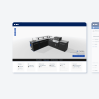 Screenshot des Outdoorküchen-Konfigurators mit Auswahlmöglichkeiten für Module und Materialien