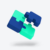 Grüne und blaue Puzzleteile.