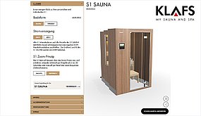 Screen vom Sauna Konfigurator KLAFS.