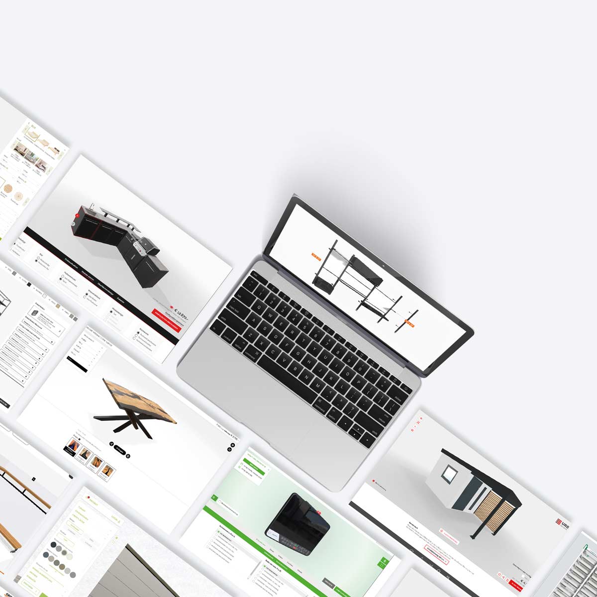 Configurators on a laptop.