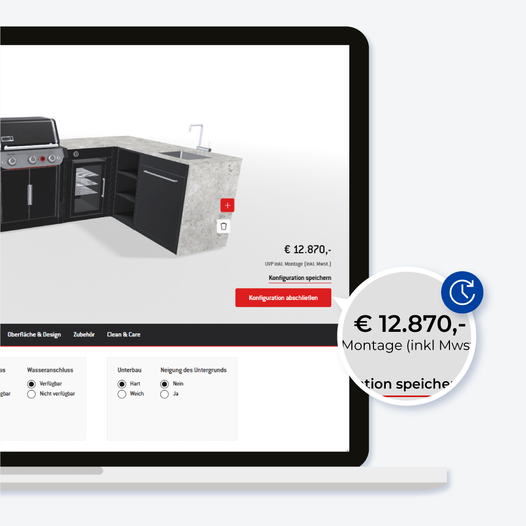 Preisdetail einer BBQ-Küche im digitalen Konfigurator