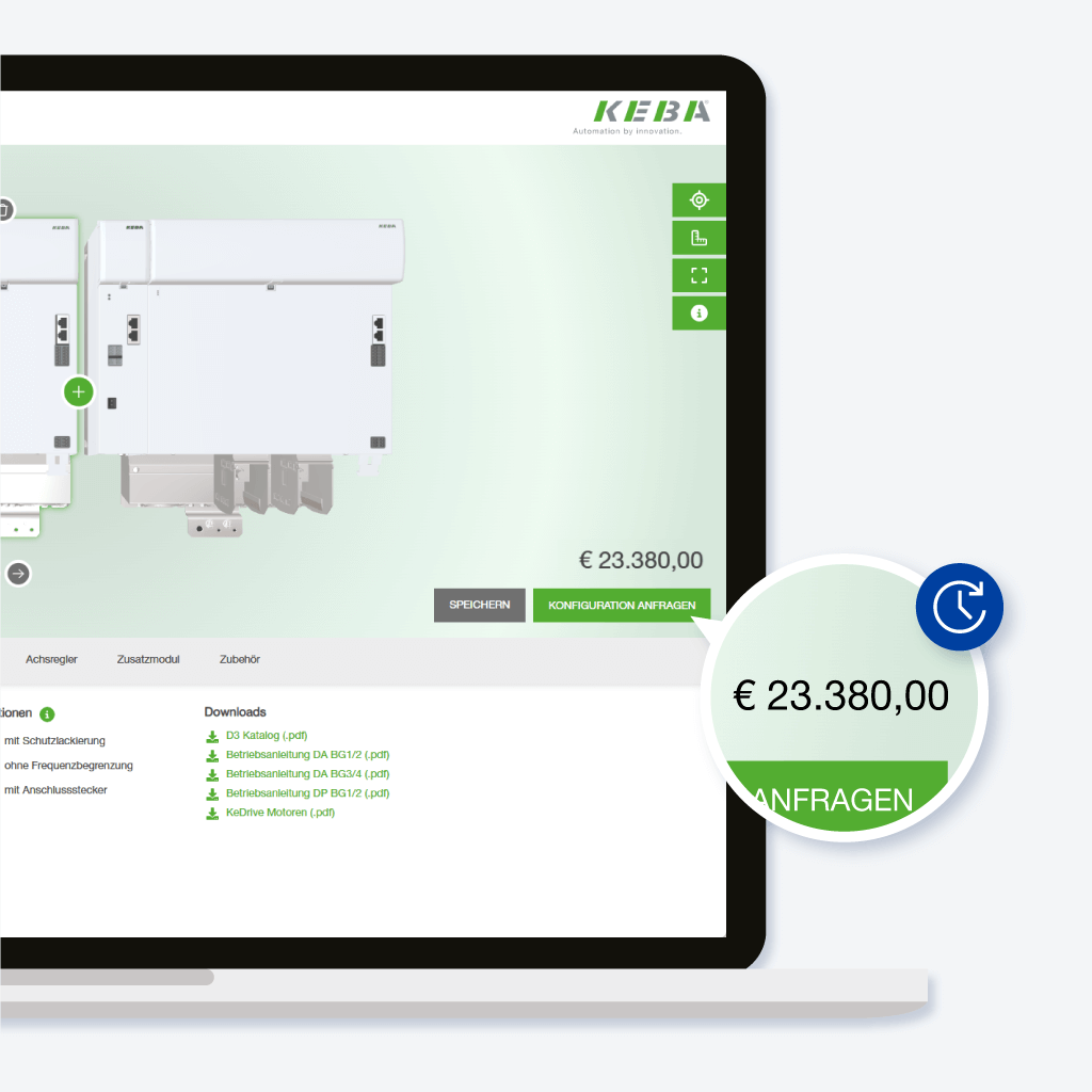 Preisansicht im KEBA-Konfigurator.