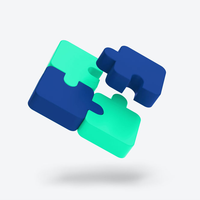 Green and blue puzzle pieces.