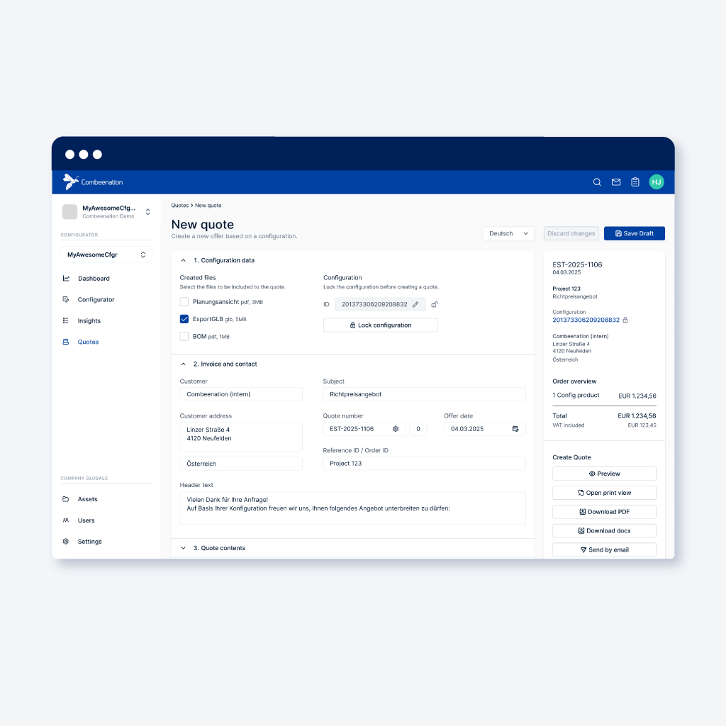 UI for creating configuration offers