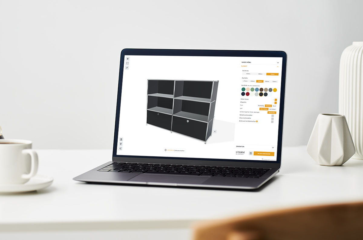 Shelf configurator is seen on a laptop.