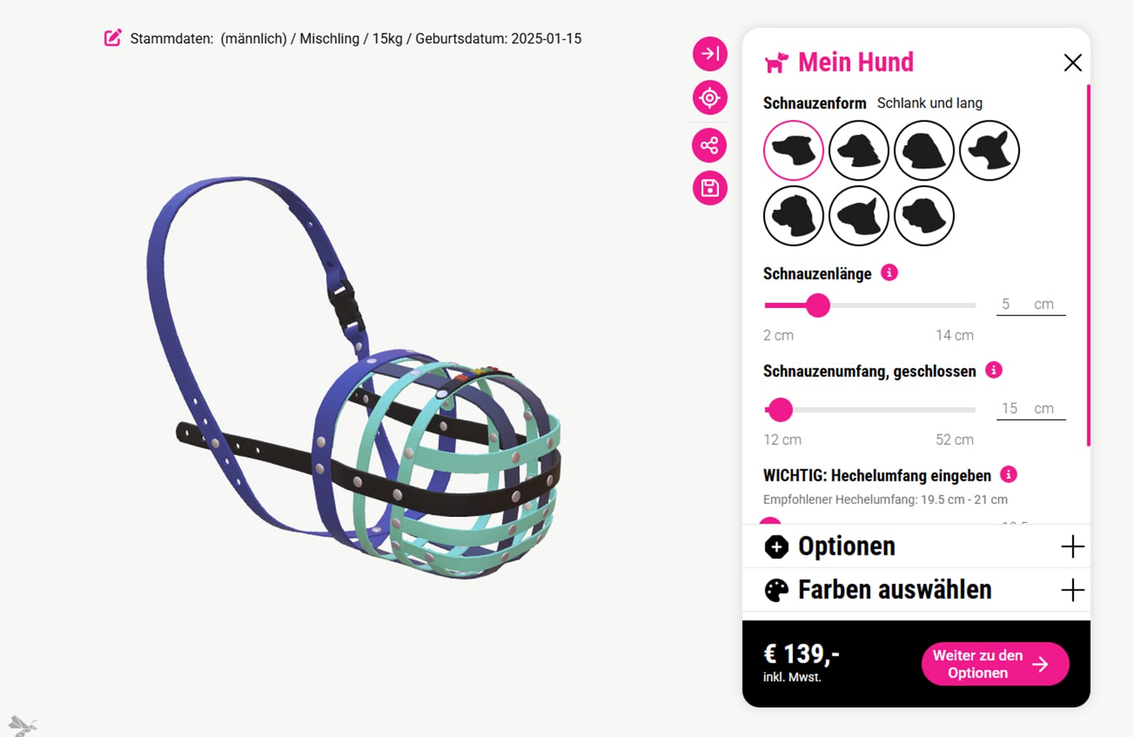 Screenshot from Bumas configurator