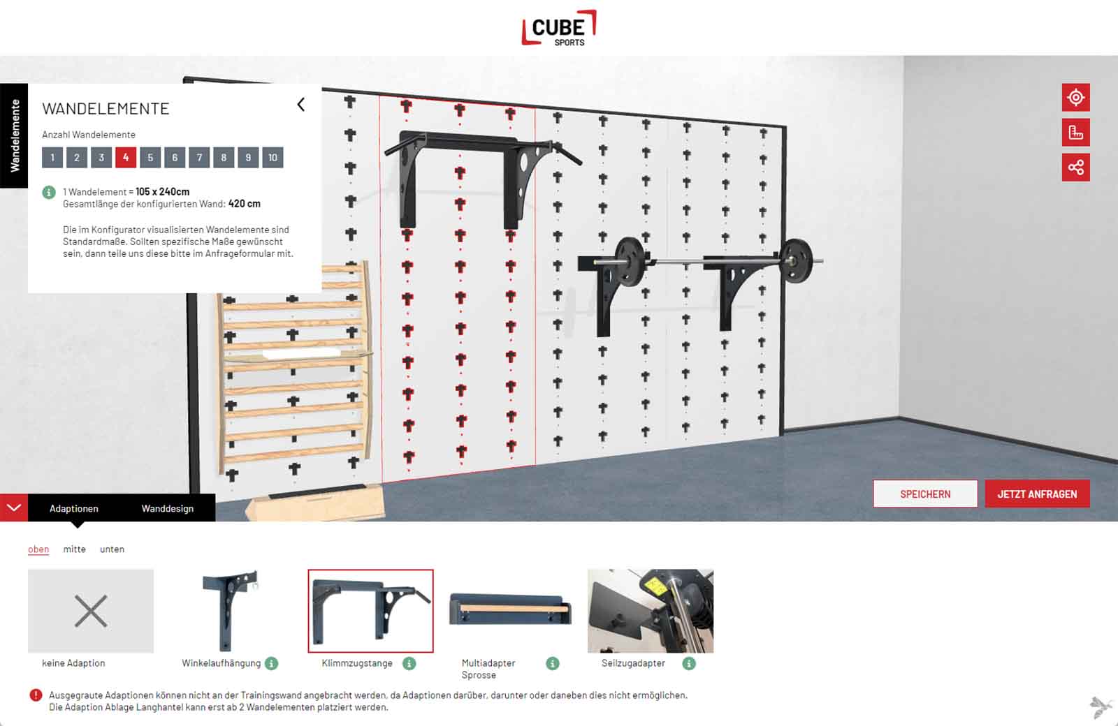 Screenshot vom Cube Sports Konfigurator.