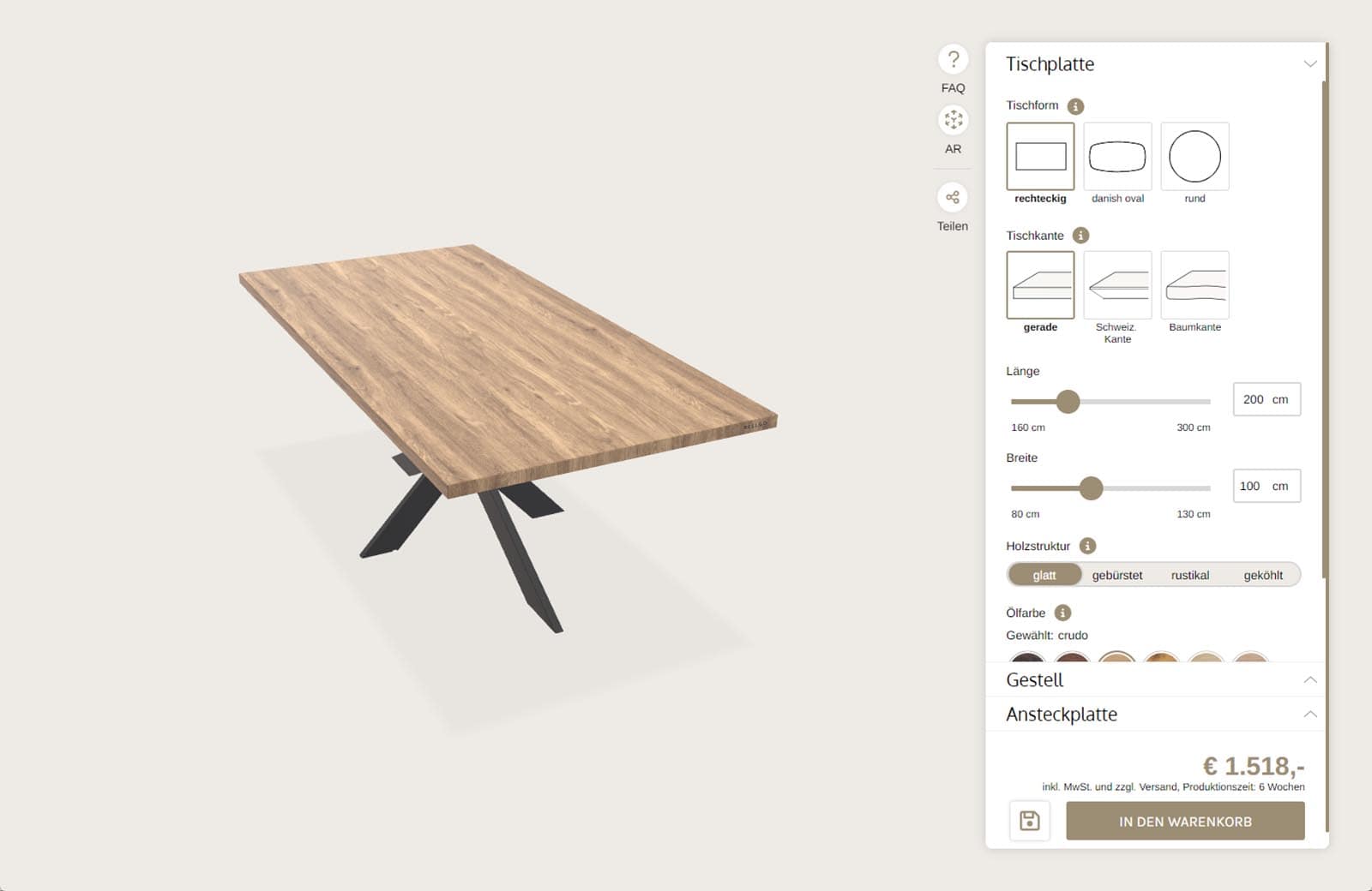 Screenshot vom Rellgo Konfigurator.