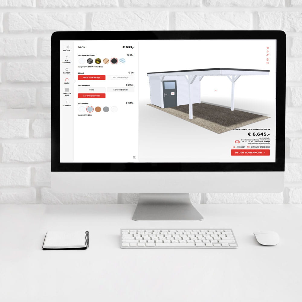 Bildschirm mit einem Carport bzw. Gartenhaus