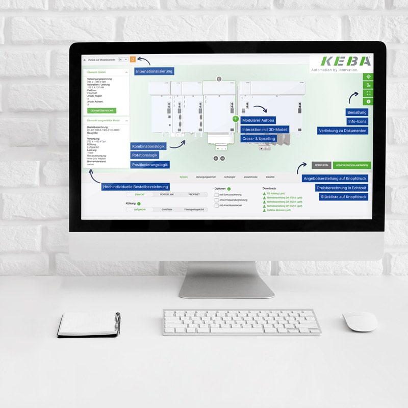 Bildschirm mit dem KEBA Konfigurator.