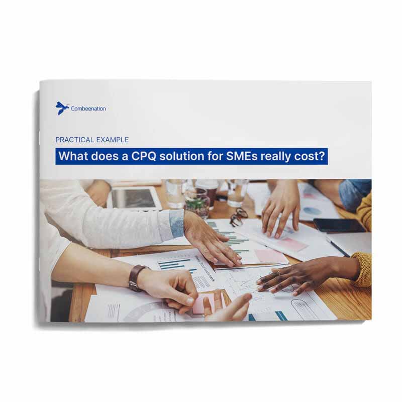 Cover of a white paper entitled “What does a CPQ solution for SMEs really cost?”
